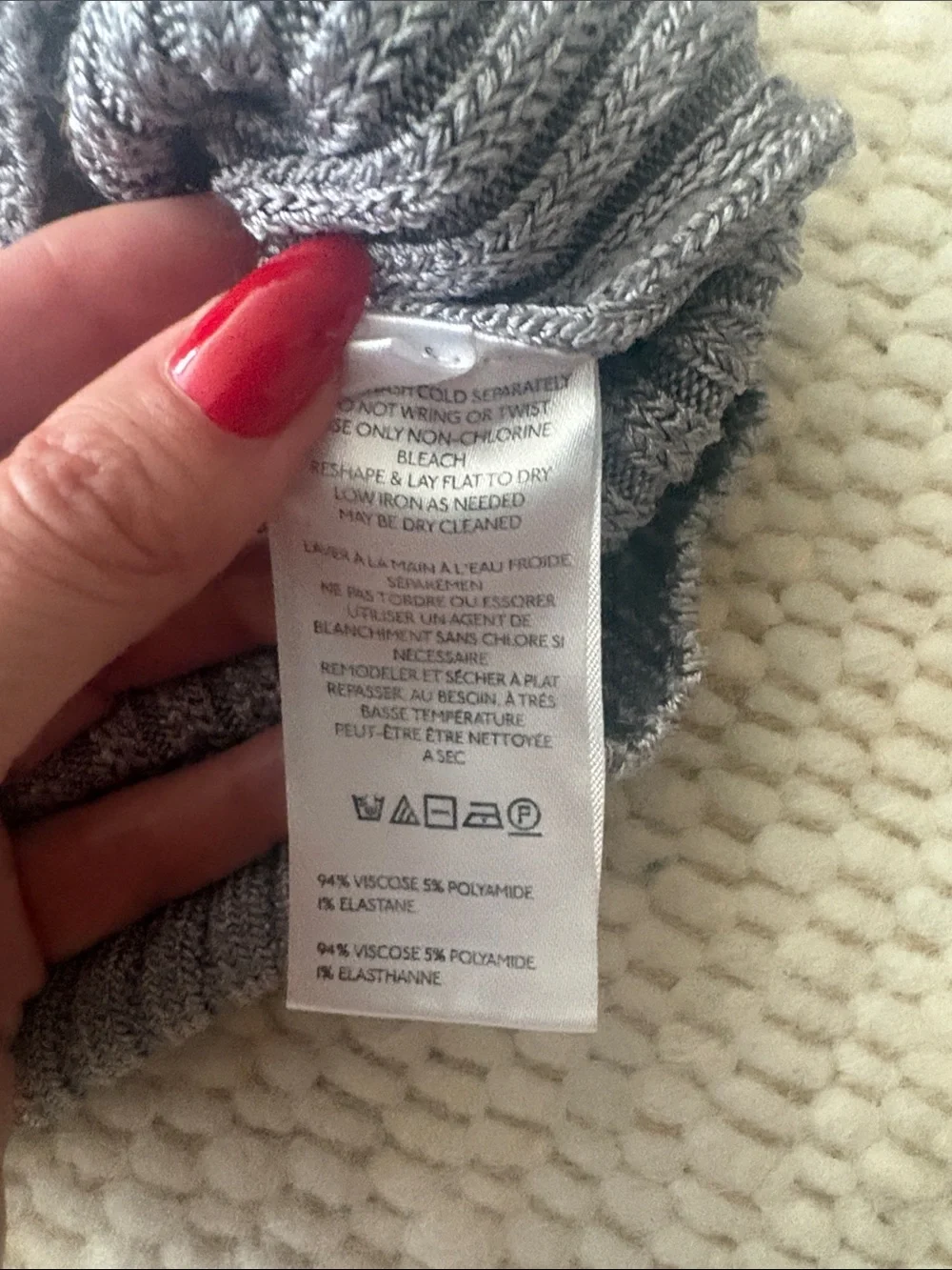 Free People Ribbed Deep V-Neck Sweater - Gray Sz. S